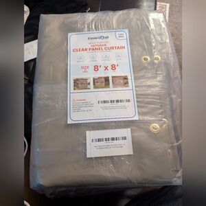 Beige Clear Panel Outdoor Curtain - 8' x 8'